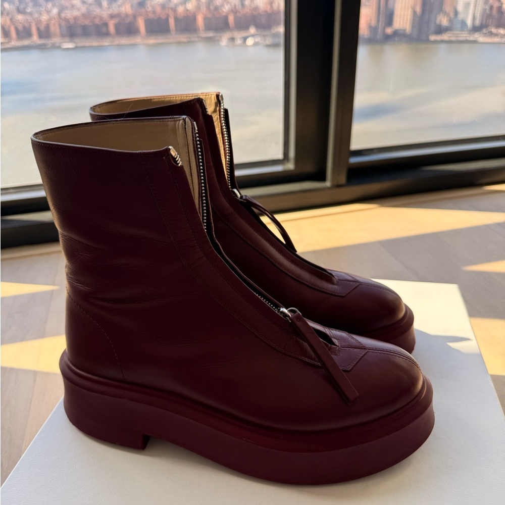 The Row burgundy Zipped Boots